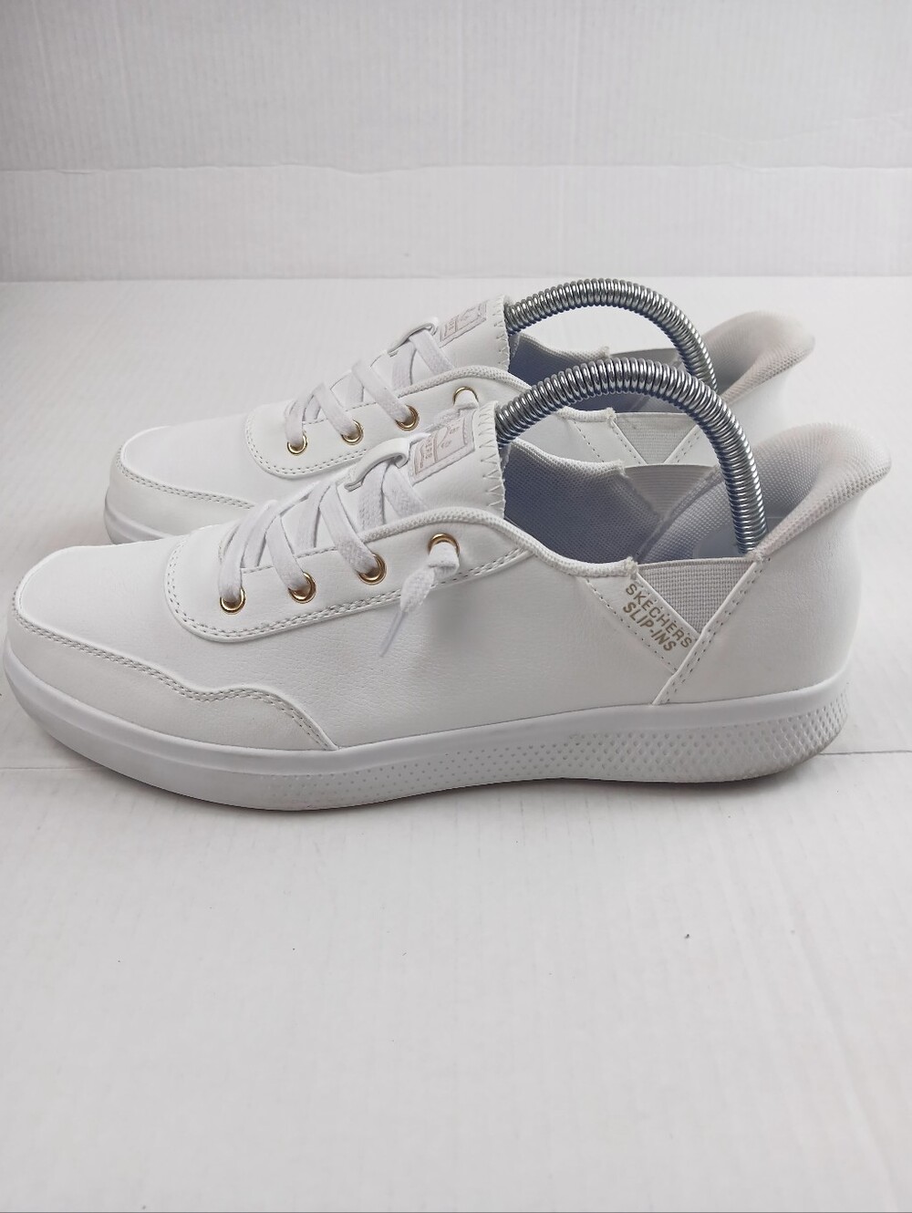 Skechers Slip-Ins Faux Leather Sneakers White Shoes Casual Summer